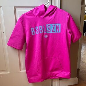Baseball Lifestyle 101 Kids Short-Sleeve Hoodie in Hot Pink